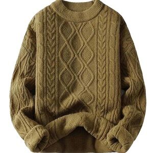 ELFRIC EDEN Mustard Yellow Crew Neck Cable Front Sweater Size M (can be unisex)